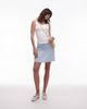 Topshop Topshop shirred linen mini skirt in light blue - 2