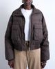 Topshop Topshop short puffer bomber jacket with ribbed collar in chocolate-Brown - 1