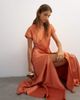 Topshop Topshop short sleeve satin panel detail maxi dress in orange - 4
