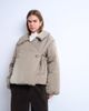 Topshop Topshop short tie waist puffer jacket in stone-Neutral - 1