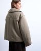 Topshop Topshop short tie waist puffer jacket in stone-Neutral - 3