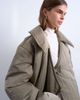 Topshop Topshop short tie waist puffer jacket in stone-Neutral - 4