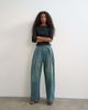 Topshop Topshop side buckle wide leg jean in green cast-Blue - 1