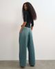 Topshop Topshop side buckle wide leg jean in green cast-Blue - 3