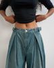 Topshop Topshop side buckle wide leg jean in green cast-Blue - 4
