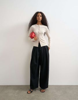 Topshop Topshop side buckle wide leg jeans in black