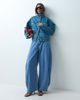 Topshop Topshop side pleated cocoon jeans in bleach-Blue - 1