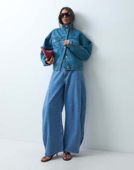 Topshop Topshop side pleated cocoon jeans in bleach-Blue
