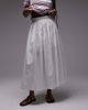 Topshop Topshop side zip crinkle cotton laundered full skirt in ivory-White - 1