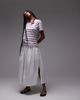 Topshop Topshop side zip crinkle cotton laundered full skirt in ivory-White - 2