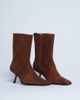 Topshop Topshop Sienna premium suede leather square toe mid heel boots in tan-Brown - 1