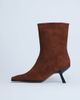 Topshop Topshop Sienna premium suede leather square toe mid heel boots in tan-Brown - 2