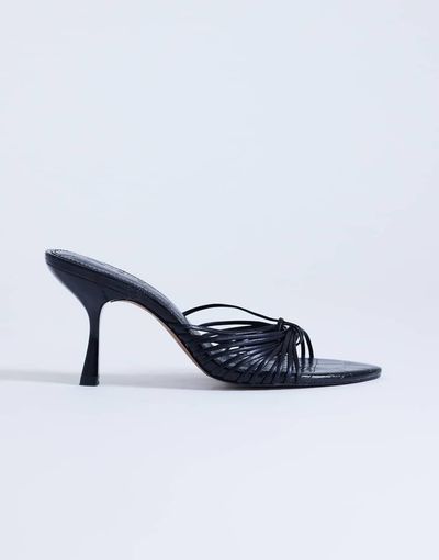 Topshop Topshop Simba strappy mule high sandals in black