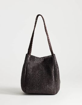 Topshop Topshop Singer weave shoulder bag in chocolate-Brown