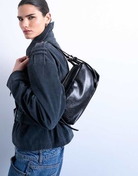Topshop Topshop Siris medium buckle shoulder bag in black