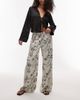 Topshop Topshop sketched floral satin drawstring pants in black-Multi - 1