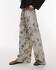 Topshop Topshop sketched floral satin drawstring pants in black-Multi - 2