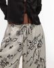 Topshop Topshop sketched floral satin drawstring pants in black-Multi - 3