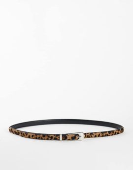 Topshop Topshop skinny hair on real leather belt in leopard print-Brown