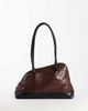 Topshop Topshop Skyler large angular shoulder bag in chocolate and black-Brown - 1
