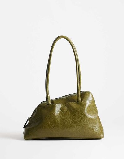 Topshop Topshop Skyler large angular shoulder bag in green