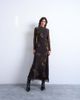 Topshop Topshop slash neck chiffon maxi dress in brown and lime floral print-Multi - 1