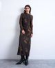 Topshop Topshop slash neck chiffon maxi dress in brown and lime floral print-Multi - 4