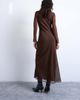 Topshop Topshop slash neck chiffon maxi dress in chocolate-Brown - 4