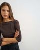 Topshop Topshop slash neck curve hem top in chocolate-Brown - 2