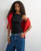 Topshop Topshop slash neck racer tank top in washed black - 1
