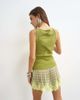 Topshop Topshop slash neck racer tank top in washed green - 3