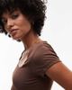 Topshop TOPSHOP slinky cap sleeve top in chocolate brown - 3