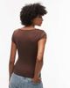 Topshop TOPSHOP slinky cap sleeve top in chocolate brown - 4