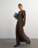 Topshop Topshop soft touch drop armhole maxi dress in chocolate with ecru contrast topstitching-Brown - 1