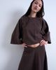Topshop Topshop soft touch hanky hem asymmetric skirt in chocolate - part of a set-Brown - 3