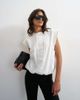 Topshop Topshop soft zip up structured shoulders top in white stripes - 1