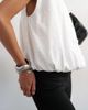 Topshop Topshop soft zip up structured shoulders top in white stripes - 2