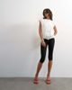 Topshop Topshop soft zip up structured shoulders top in white stripes - 3