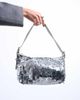 Topshop Topshop Sol shoulder sequin bag with leather handle in silver - 3