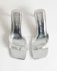 Topshop Topshop Sophie asymmetric mid heel mules in silver - 2