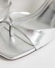 Topshop Topshop Sophie asymmetric mid heel mules in silver - 3