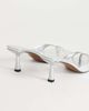 Topshop Topshop Sophie asymmetric mid heel mules in silver - 4