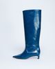 Topshop Topshop Sophie Premium leather point toe knee high boots in blue - 1