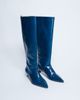 Topshop Topshop Sophie Premium leather point toe knee high boots in blue - 4