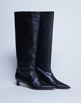 Topshop Topshop Sophie Premium leather pointed toe knee high boots in black