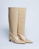 Topshop Topshop Sophie Premium leather pointed toe knee high boots in buttermilk-White - 4