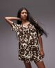 Topshop Topshop souvenir mini shirt dress in abstract cow hide print-Multi - 1