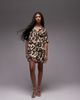 Topshop Topshop souvenir mini shirt dress in abstract cow hide print-Multi - 4