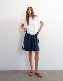 Topshop Topshop sport stripe detail shorts in navy