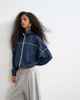 Topshop Topshop sports high neck piped jacket in navy - 1